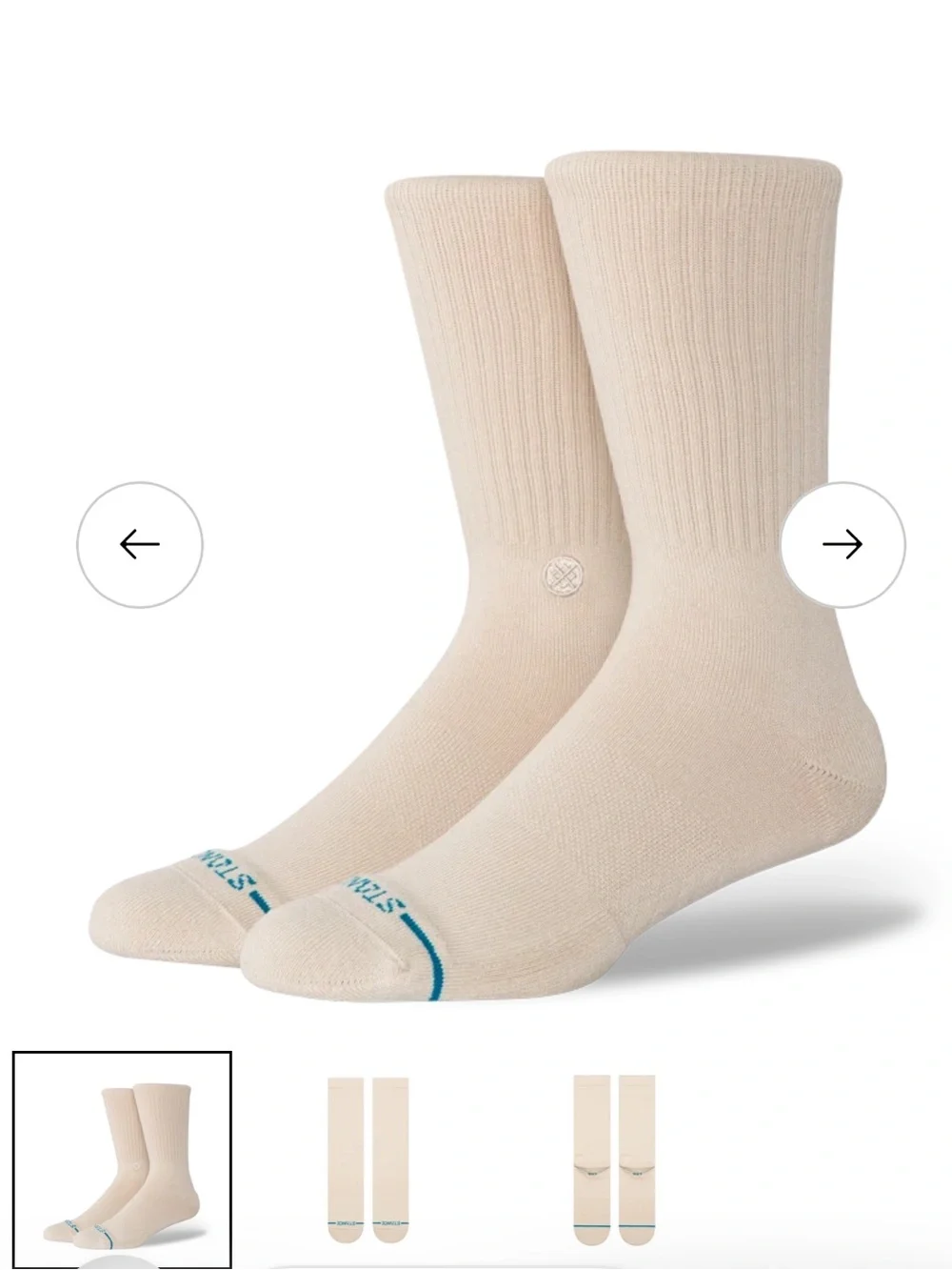 Stance Cream Ribbed Oat Crew Socks